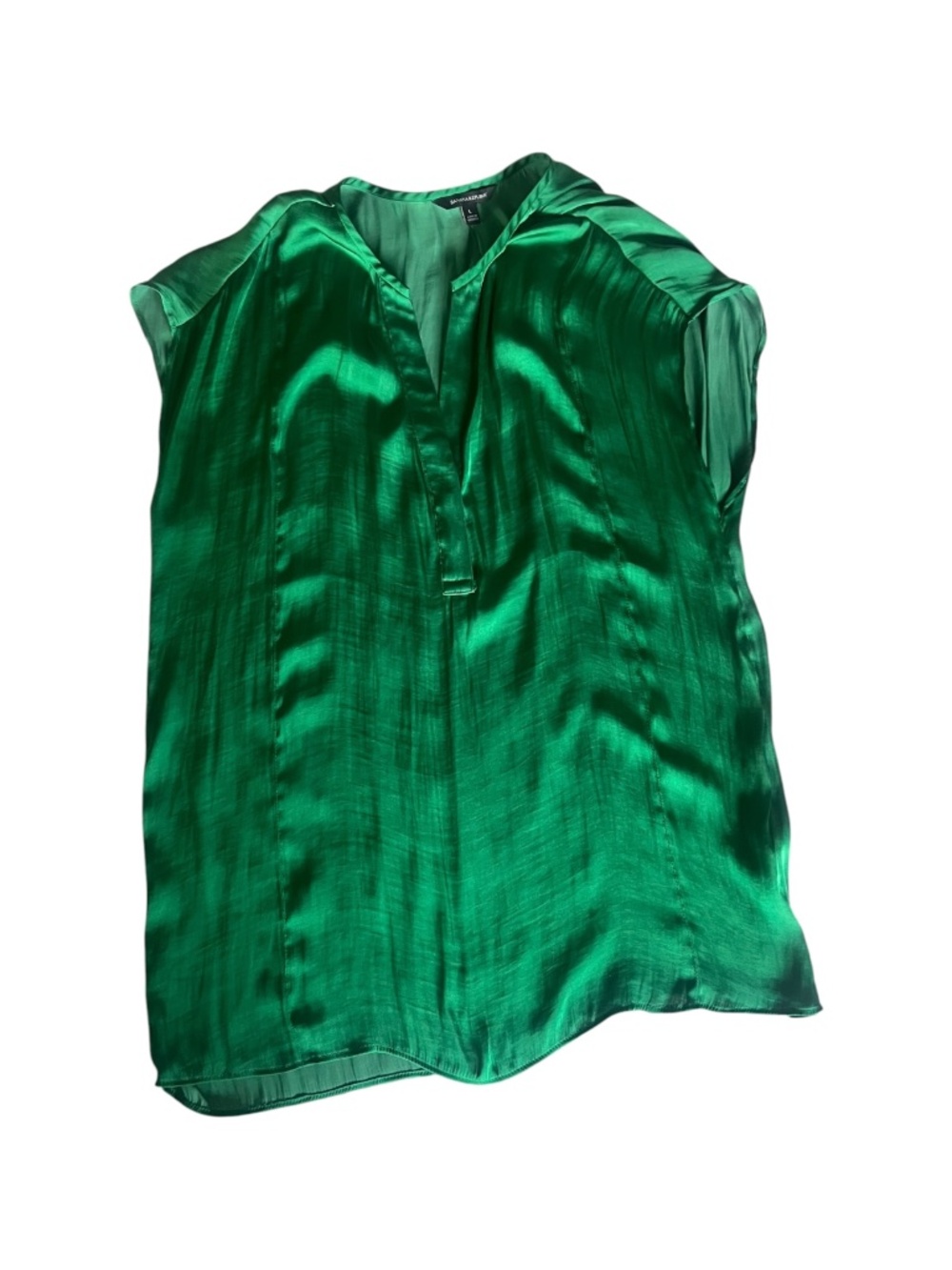 Banana Republic Emerald Green Satin Blouse Top Large EUC Loose Fit